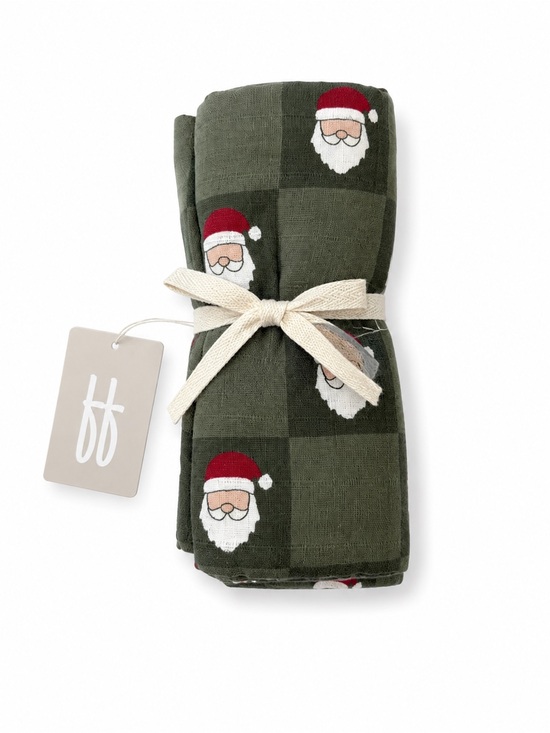 Forever French Other - Muslin Swaddle | Santa Checkerboard